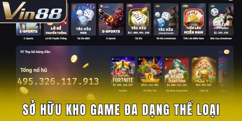 Vin88 sở hữu kho game khủng chọn lọc kỹ lưỡng